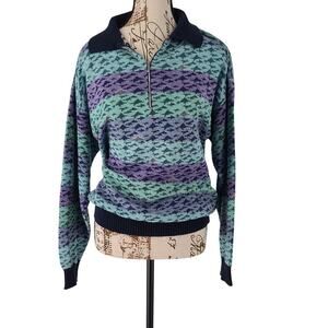 Top Hand Vintage men's Italian made sweater Size L 1/4 zip Funky Quirky Guido